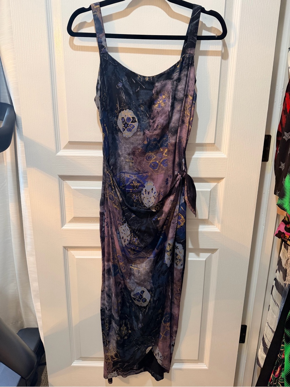 Vintage All That Jazz Multi Color Midi Dress with Adjustable Side Tie